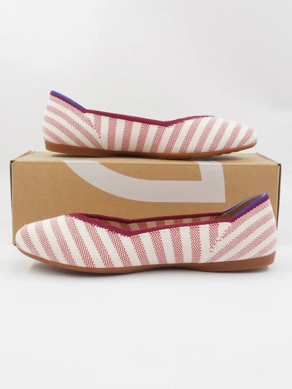 Rothy's The Daily Flat in Coral Cabana Stripe - Women's Size US 8 (New) 441-009